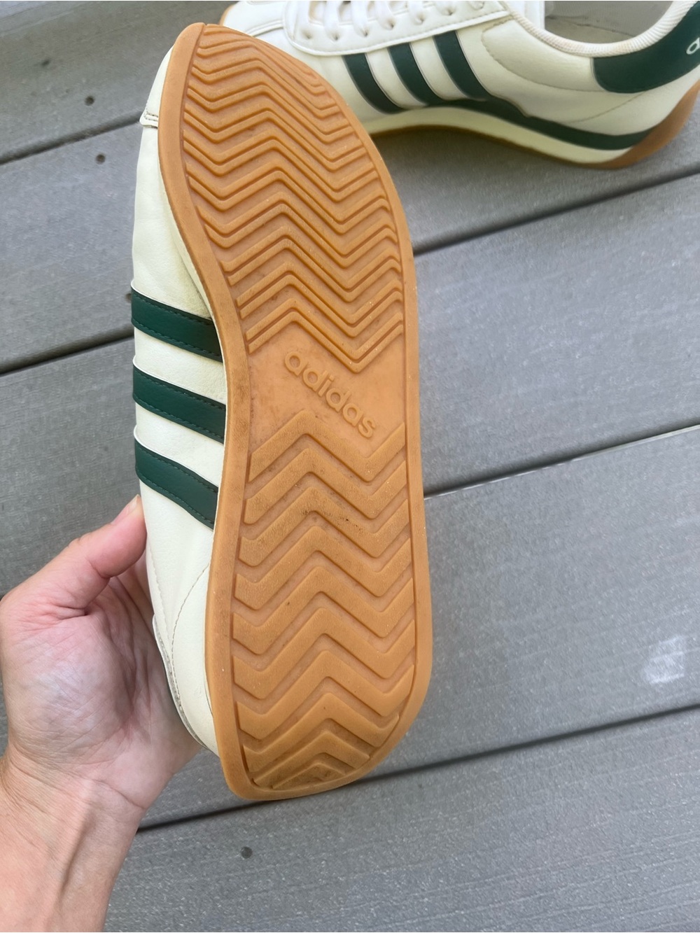 Adidas White and Green Casual Leather Sneakers 7 - Picture 8 of 9